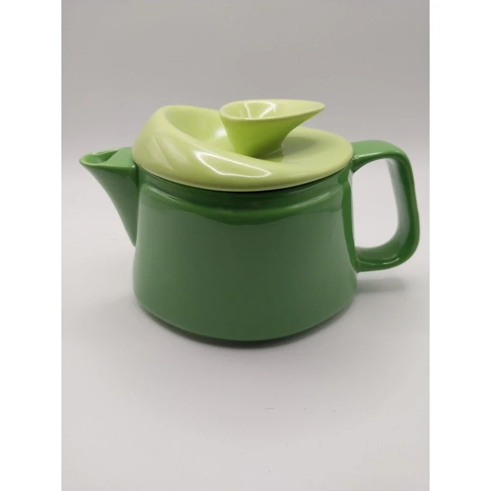PO Selected Rosa 7-Piece Green Ceramic Teapot Rose Modern Design Complete Set